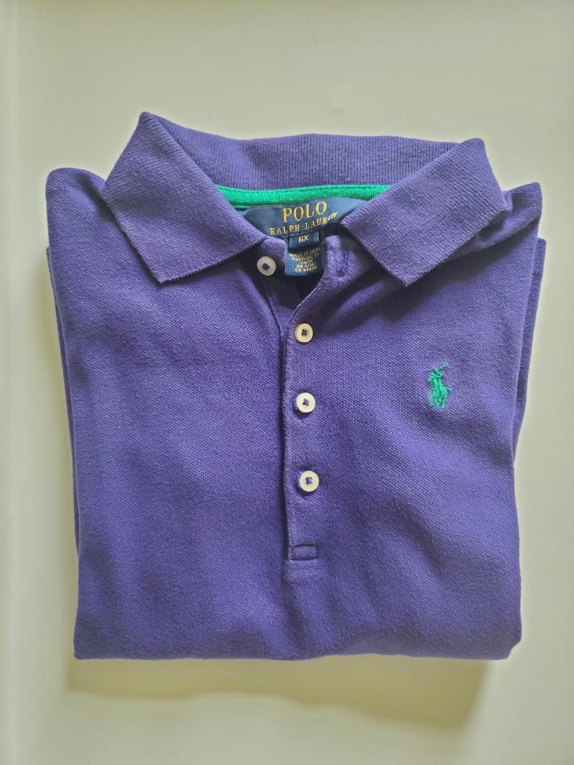 Ralph Lauren 女童長袖Polo Shirt 紫藍色Size:6X, 兒童＆孕婦用品