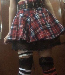 (REPOST) goth gothic alt lolita y2k red plaid skirt