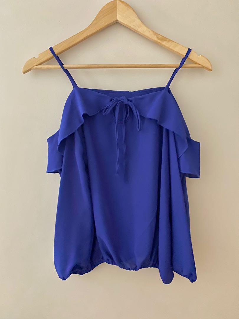 royal blue sheer top
