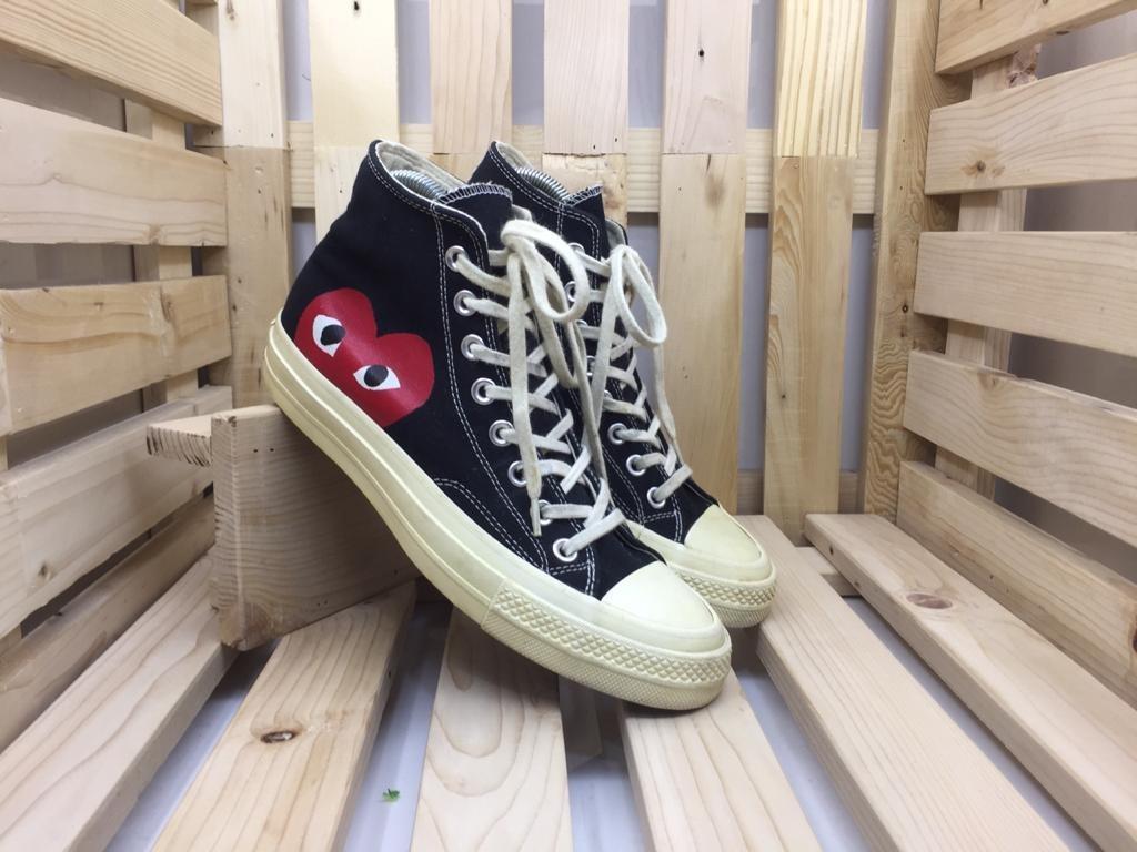 Sepatu CONVERSE X COMME DES GARCONS PLAY CHUCK 70 HIGH TOP BLACK WHITE HIGH RISK RED 150204C Fesyen Pria Sepatu Sneakers di Carousell