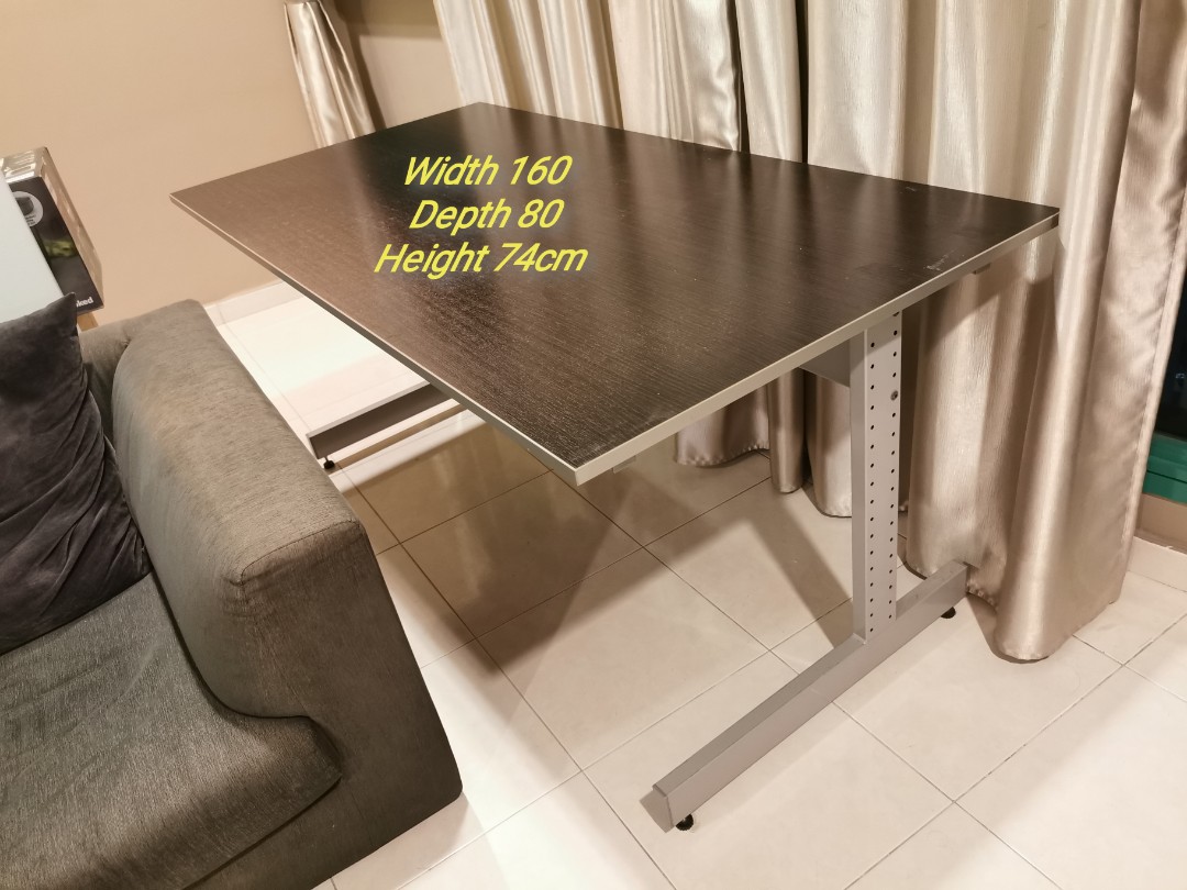 Study table, solid wooden top with metal frame., Furniture & Home ...
