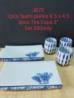 Sushi plates and Tea Cups Set