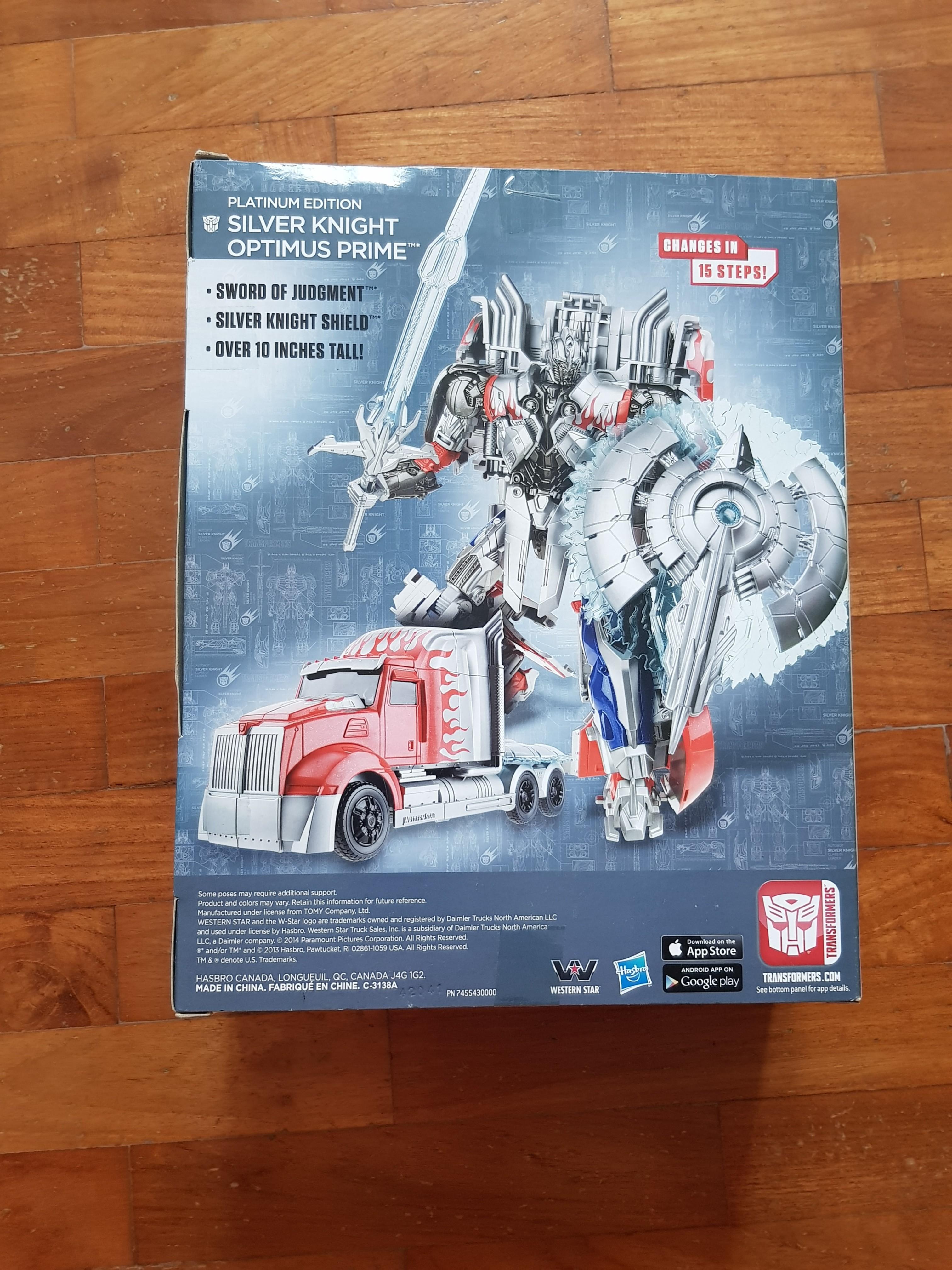 Transformers silver knight optimus prime platinum edition, Hobbies