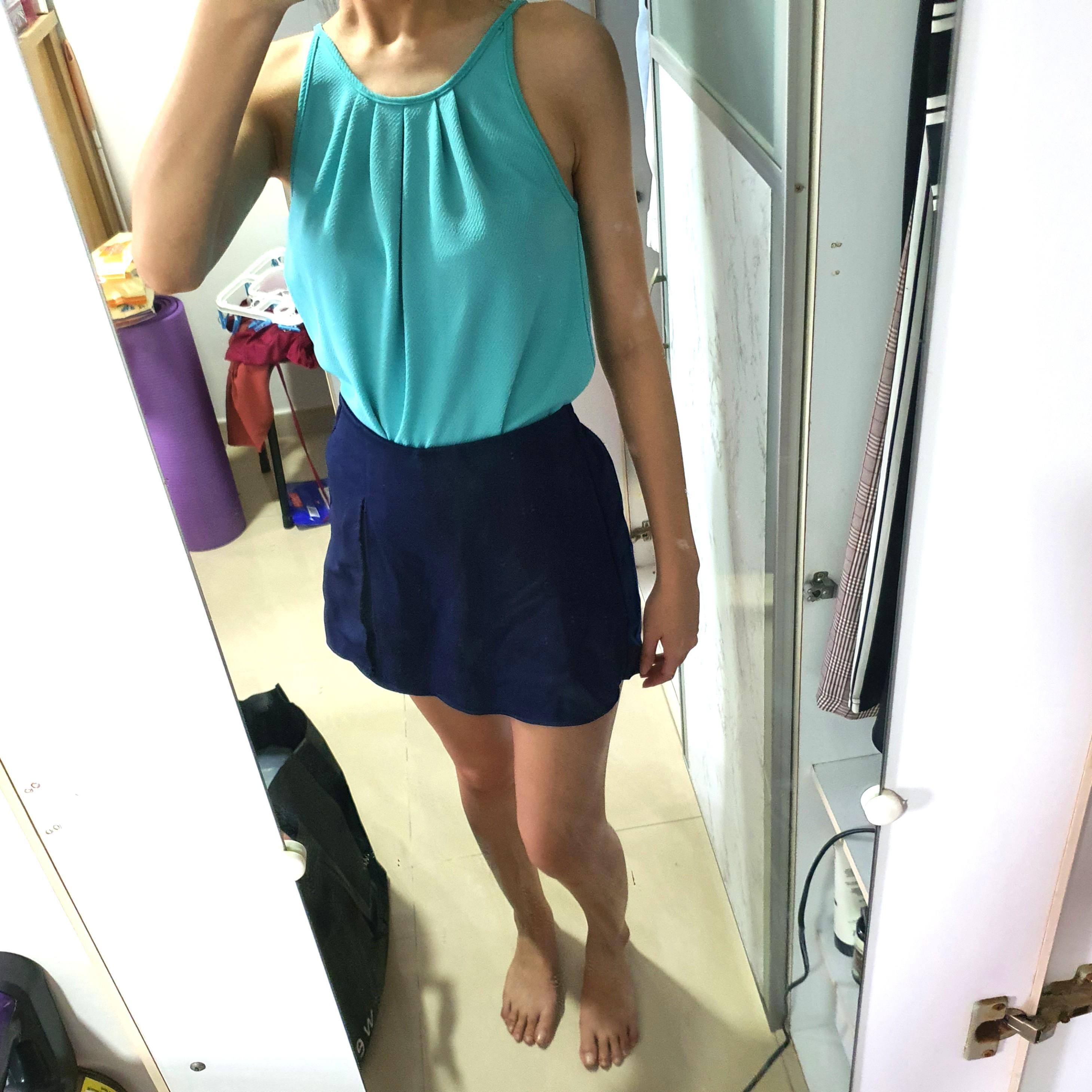 Sky blue sleeveless blouse clearance