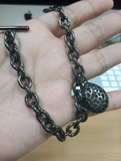 Vintage Gunmetal Chain Charm Bracelet