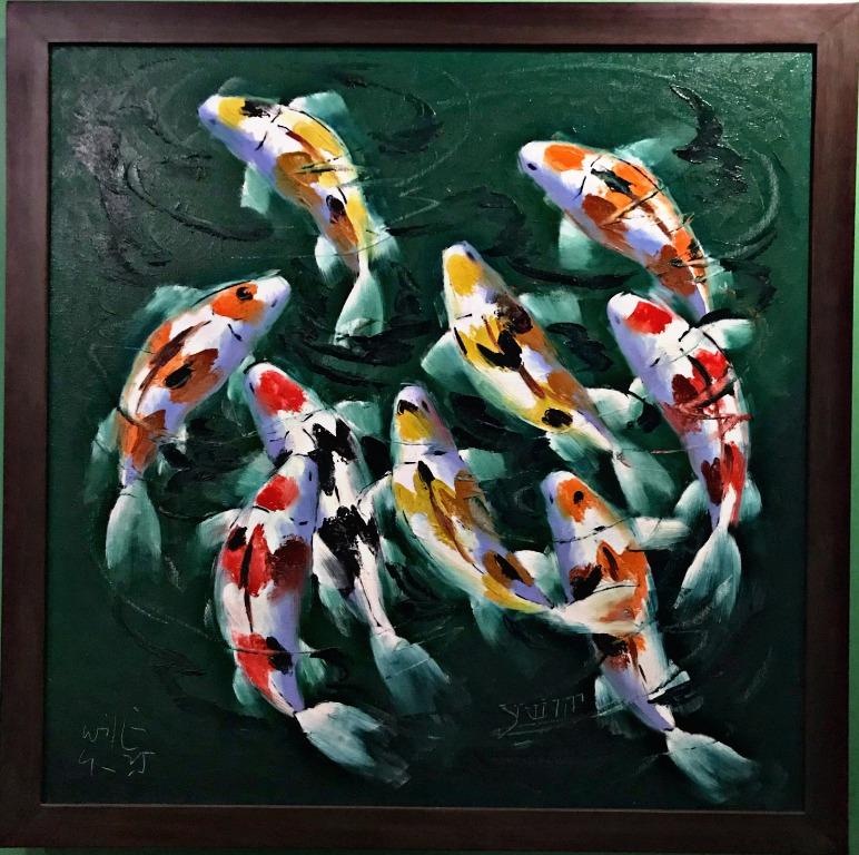 William Yu Painting - Koi 35x35 (Category: Art & Prints) located in Muntinlupa City. Submitted by mart.mart2 (Listing ID 1065496926, Image 1). Description: Artist: William Yu Size: 35"x35" Medium: Acrylic on Canvas Framed With artist certificate.
