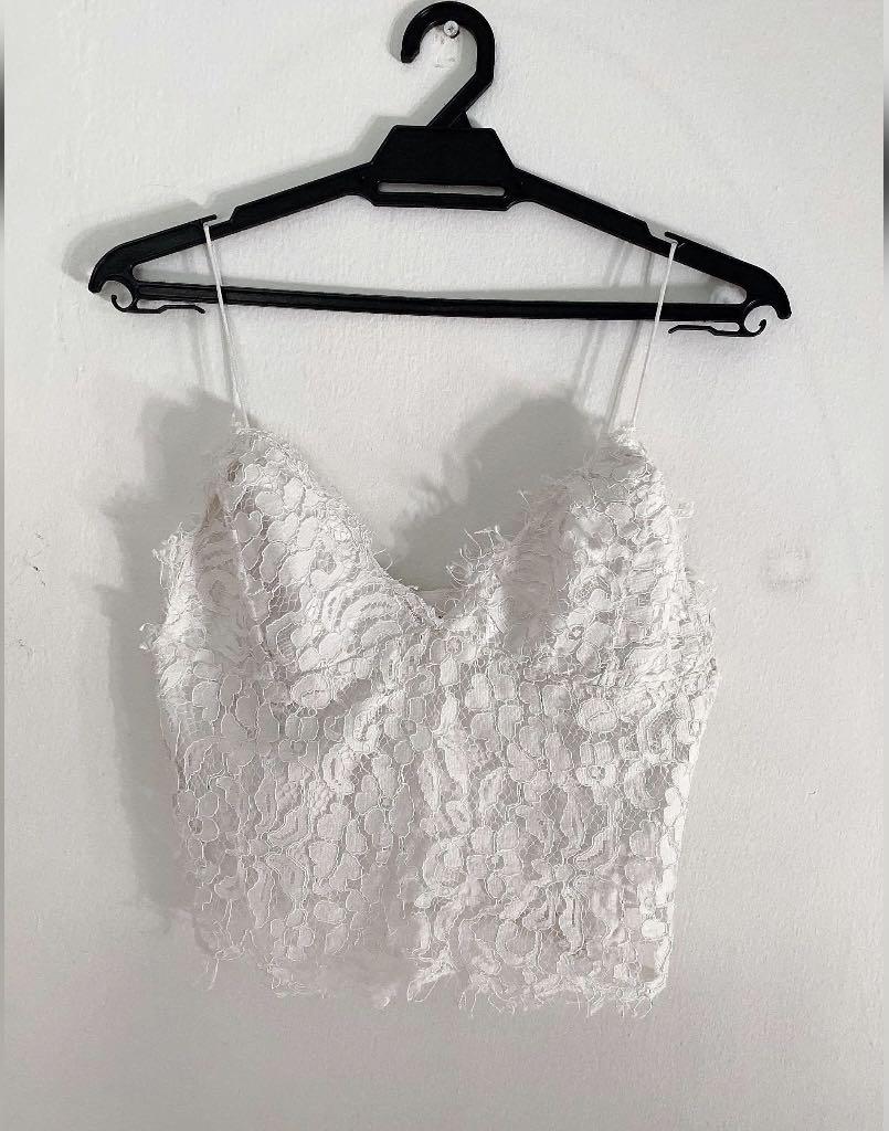 white lace bralette crop top