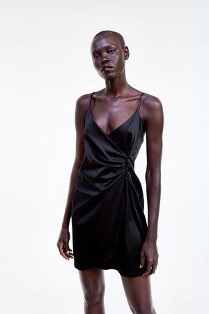 Black satin dress zara discount