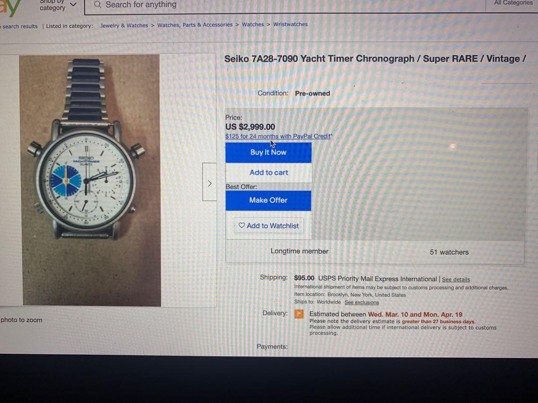 1983 Seiko Yacht Timer 7A28-7090, Men's Fashion, Watches & Accessories,  Watches on Carousell