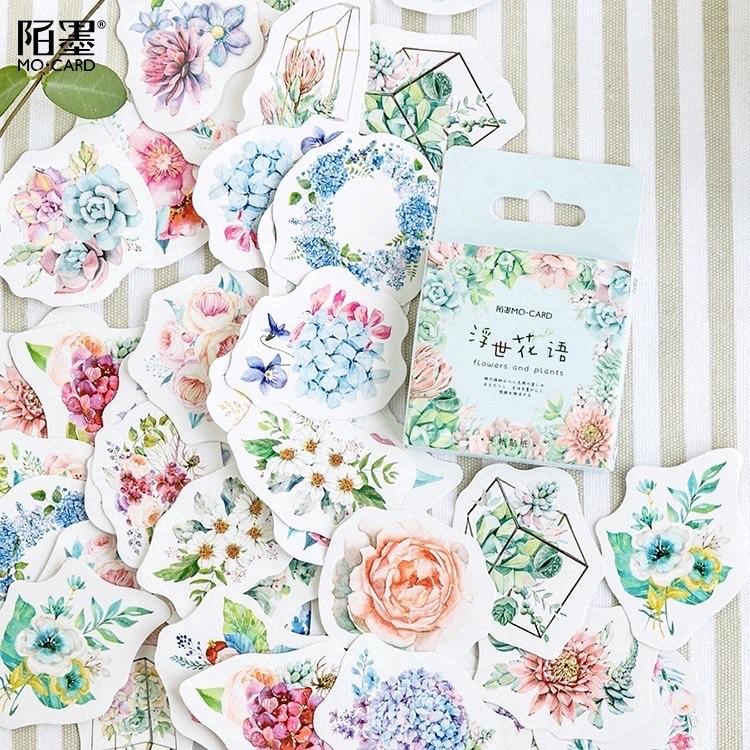 45Pcs DIY Kawaii Journal Diary Decor Flower Stickers Scrapbooking Stationery 