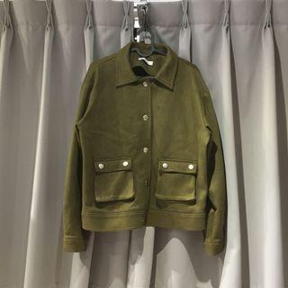 韓國購入/軍綠色外套/麂皮