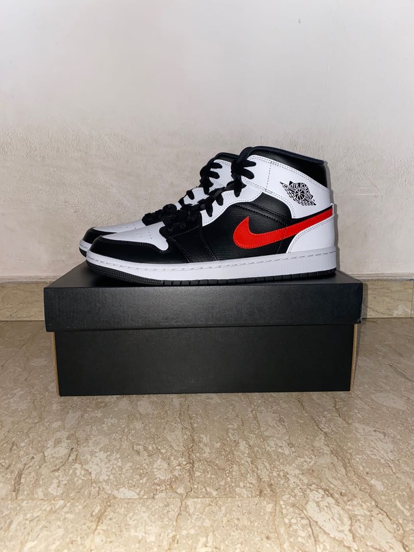 Air Jordan 1 Mid -“Black Chile Red White”, Men's Fashion, Footwear,  Sneakers on Carousell