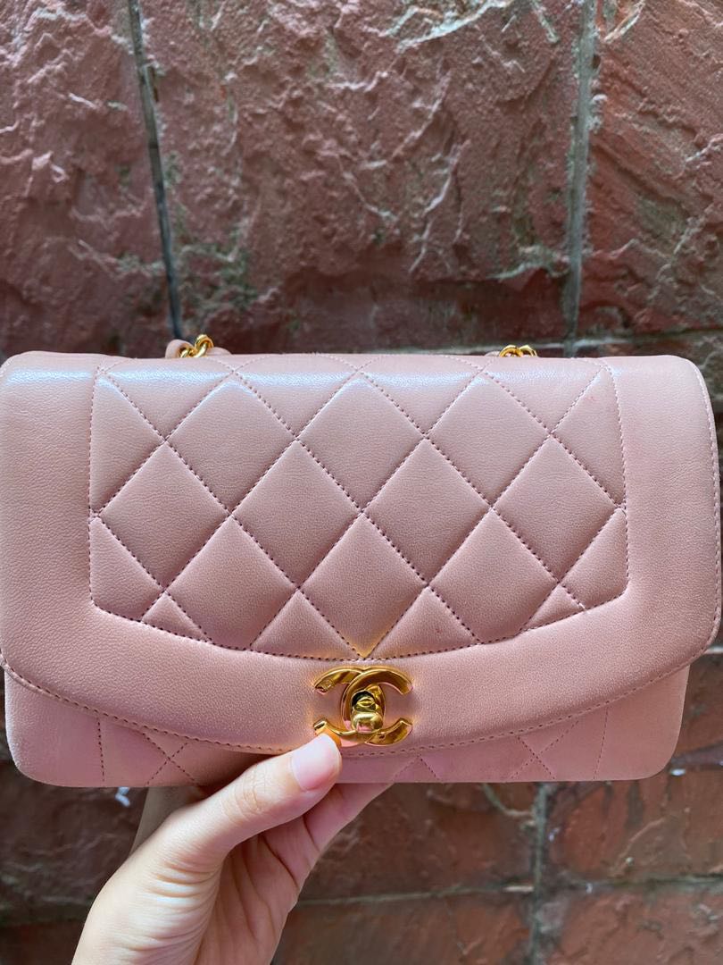 Authentic Chanel pink satin Diana bag!, Luxury, Bags & Wallets on Carousell