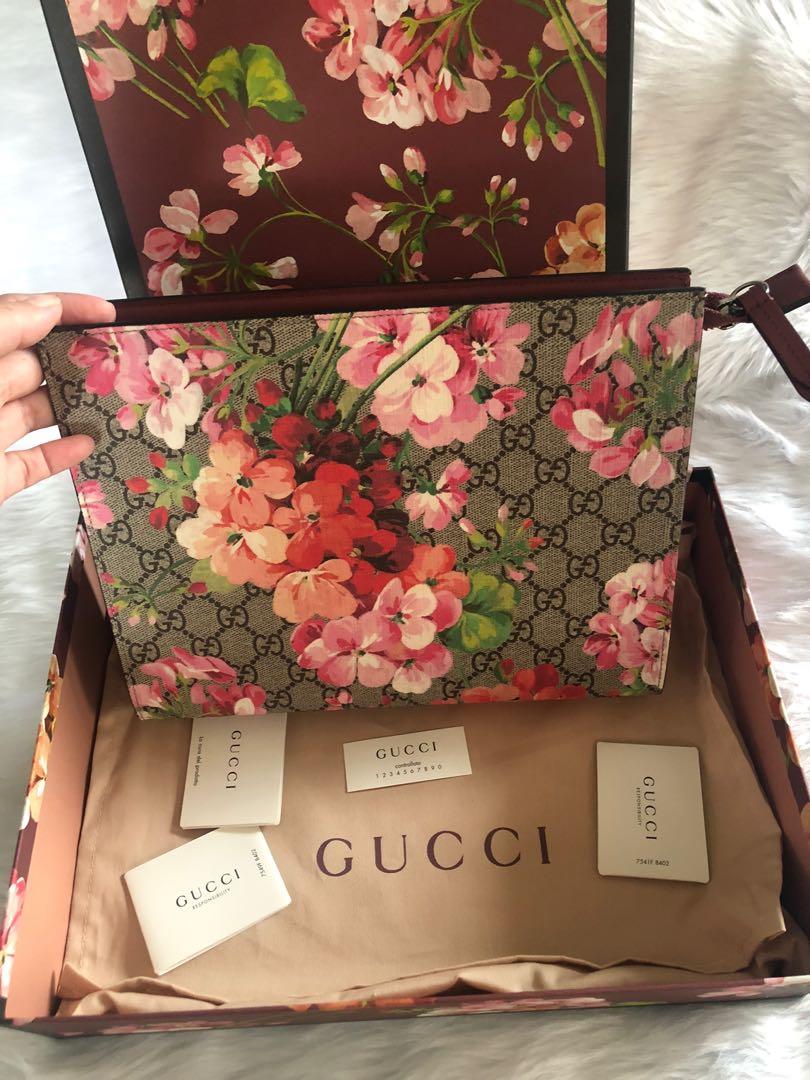 Gucci Blooms Large Cosmetic Pouch / Clutch Bag - Pink Bloom - Handbagholic