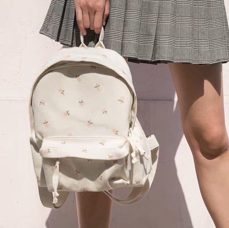 White sales floral backpack