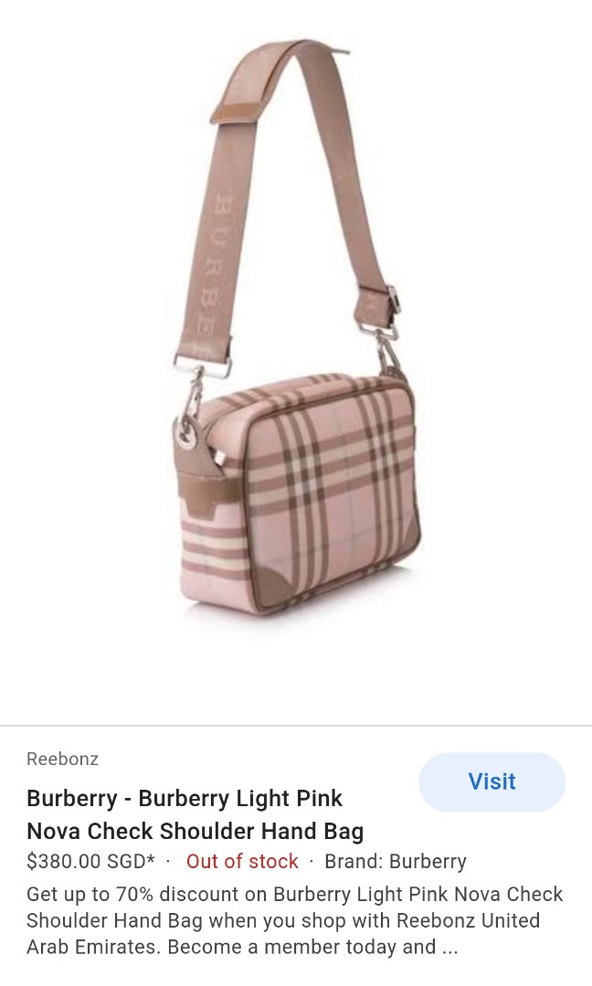 burberry pink nova check bag