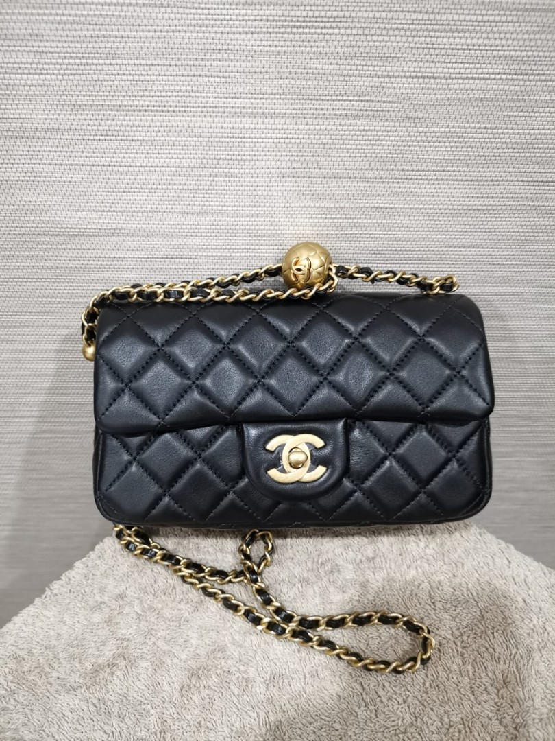 Chanel Runway Black Mini Flap Pearl Crush Bag, Luxury, Bags & Wallets on  Carousell