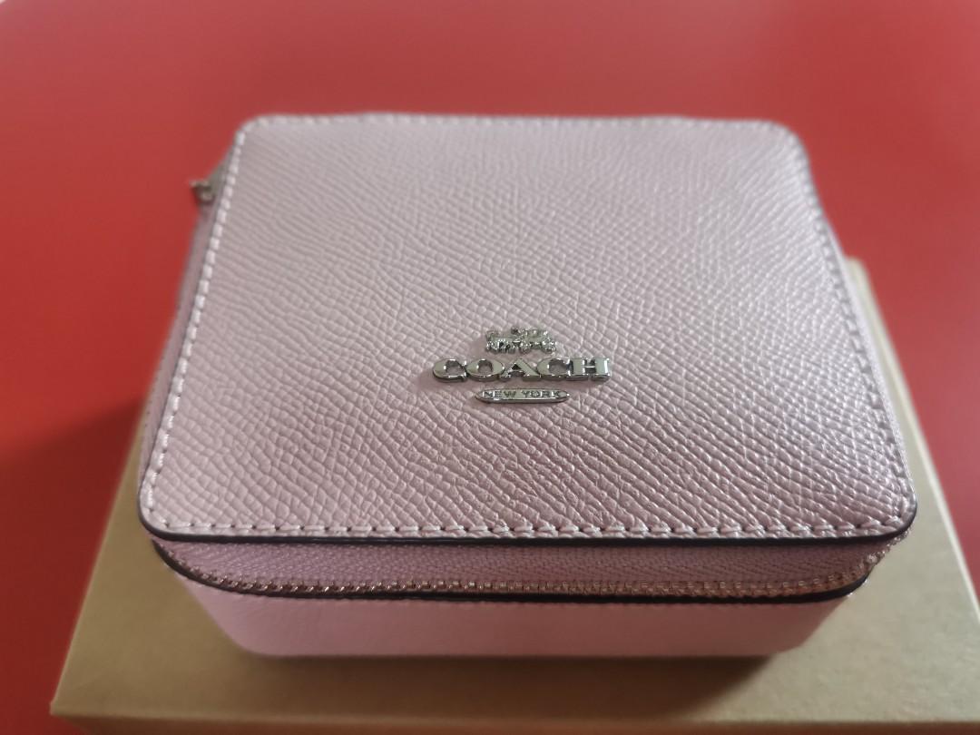 COACH Crossgrain Leather Jewellery Box Pink, Luxury, Bags & Wallets on  Carousell