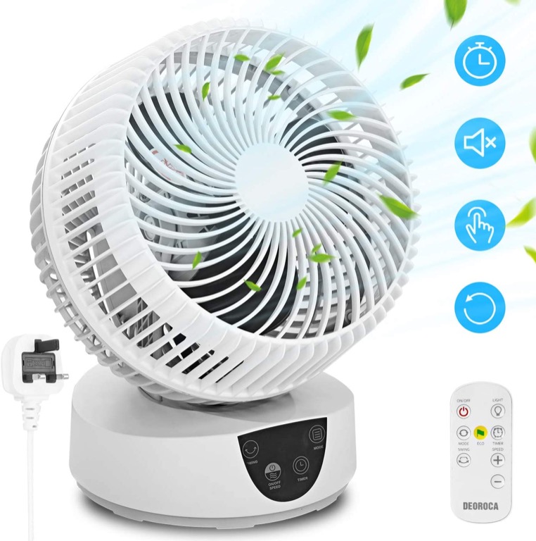 Desk Cooling Fan for Air Circulation with Remote Control, 3 Speeds, 4