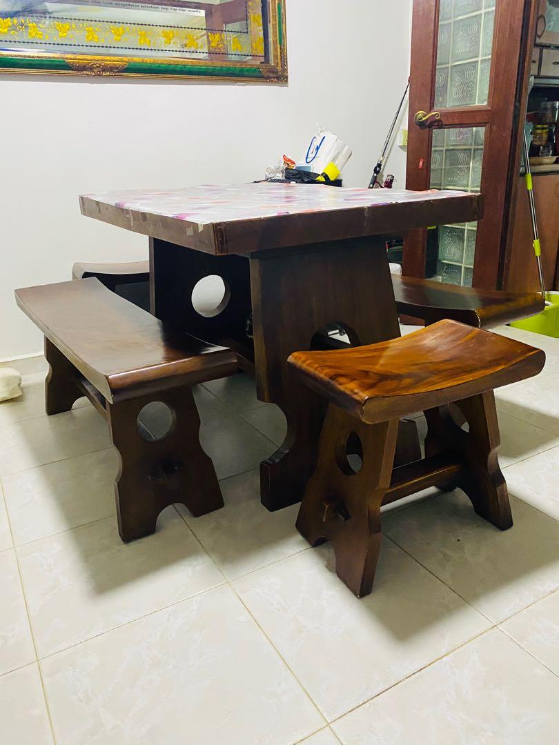Dining table (Kayu jati/ teak wood), Furniture, Tables & Chairs on