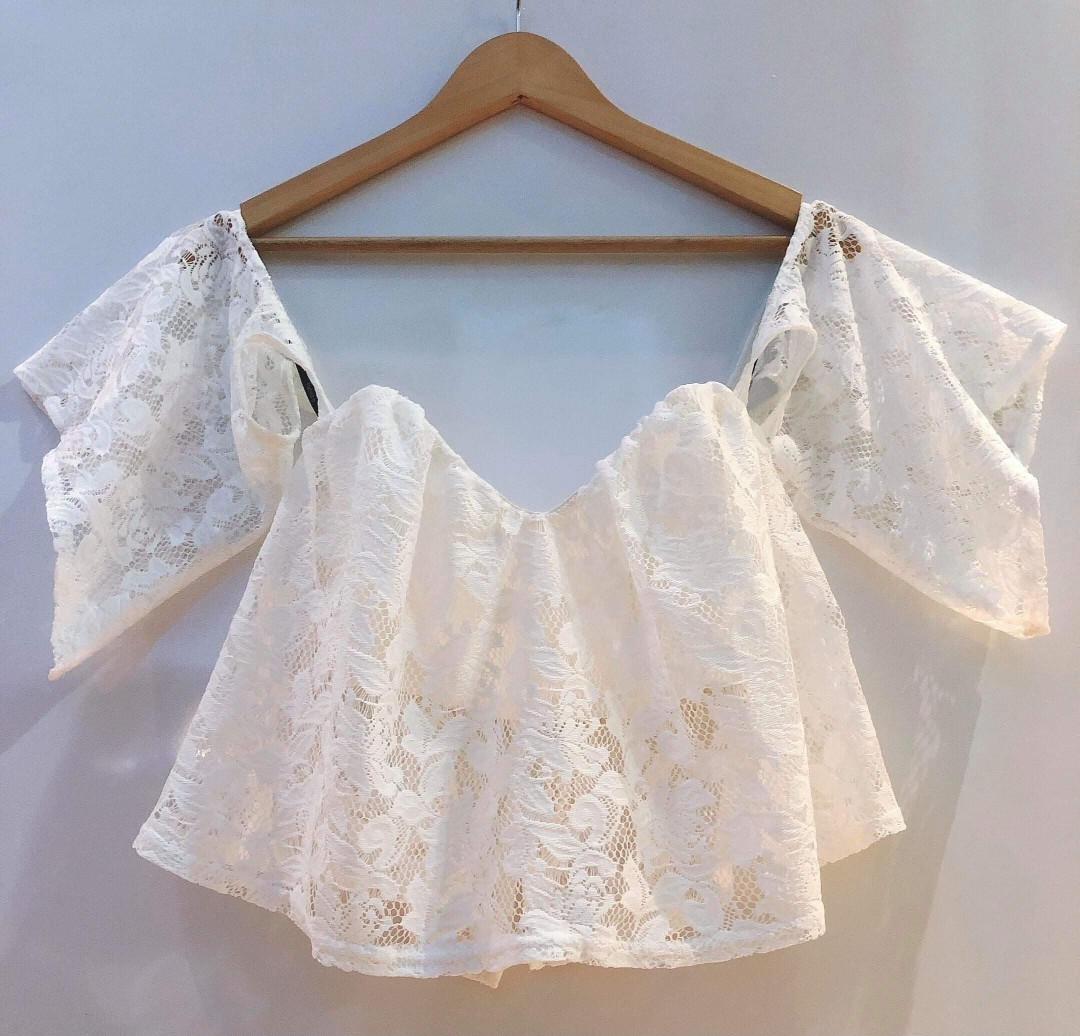 forever 21 white lace crop top