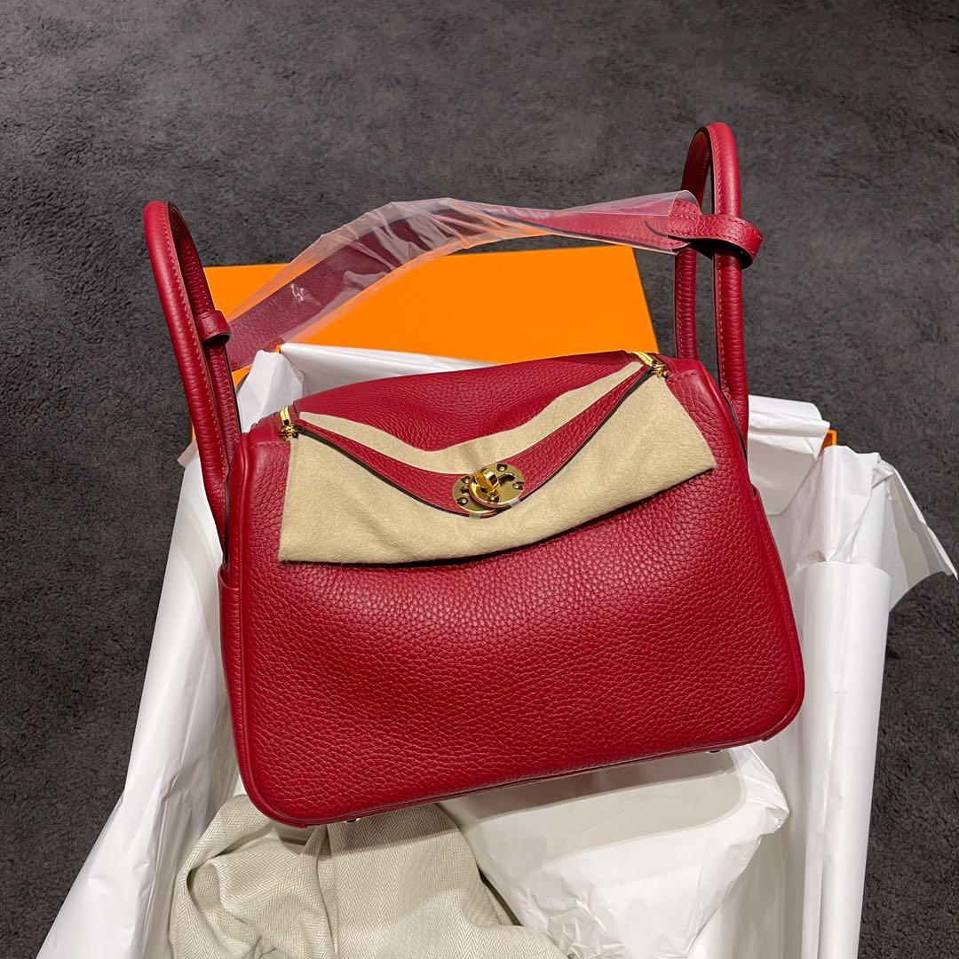 Hermes Lindy 26 Bag CC37 Gold And K1 Rouge Grenat Clemence GHW