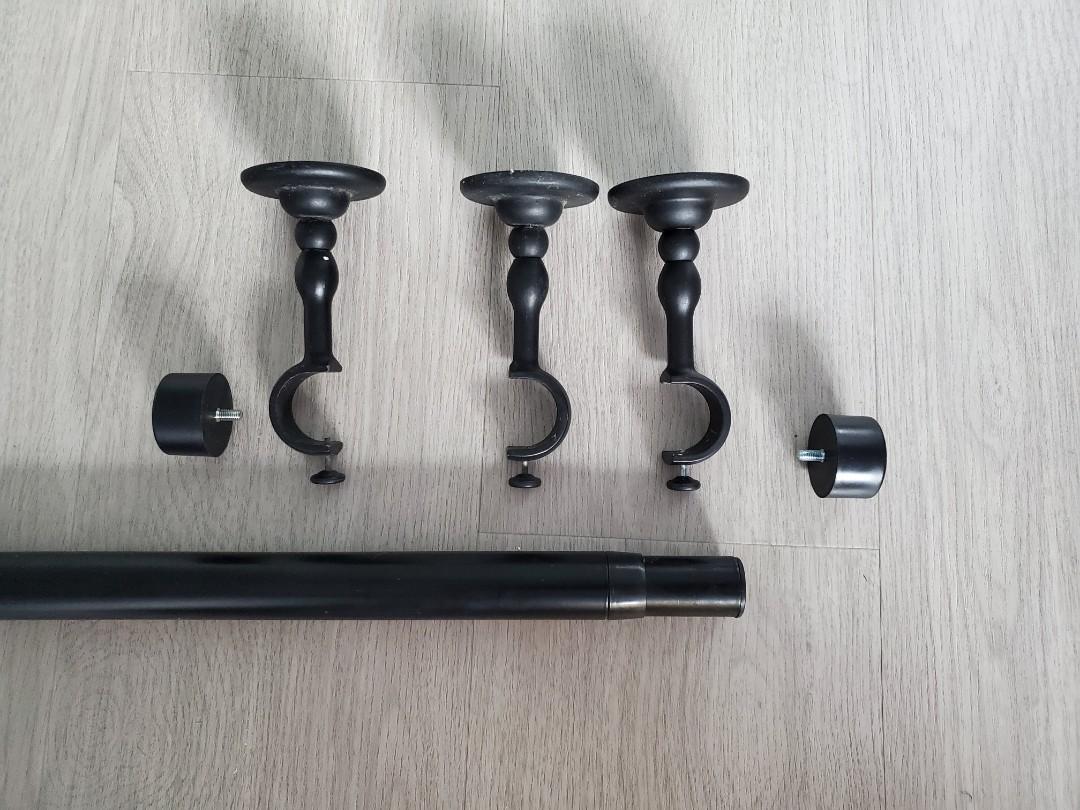 Ikea curtain 1pc rod (210 385 cm) with 3 hook brackets + 2pc end
