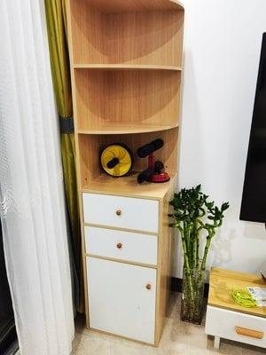 Kawachi Wooden Multipurpose Corner Wall Decor Cabinet