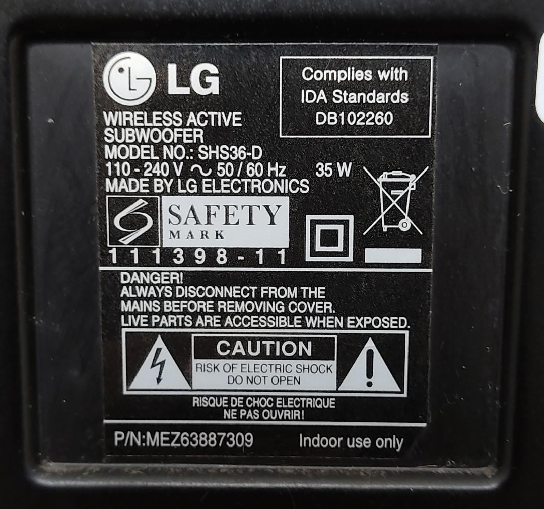 LG SHS36D wireless subwoofer, Audio, Soundbars, Speakers & Amplifiers