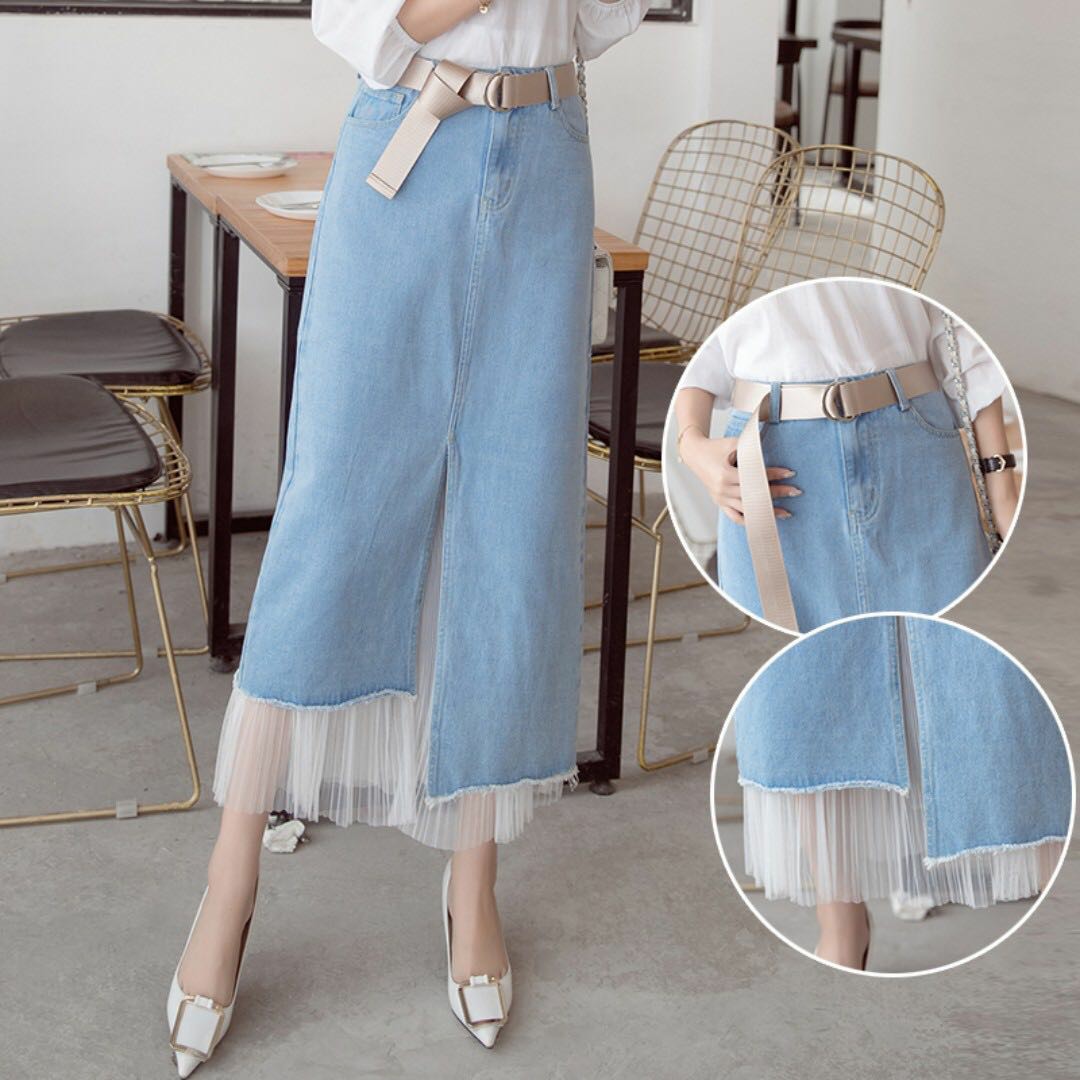 Long skirt jeans with tutu