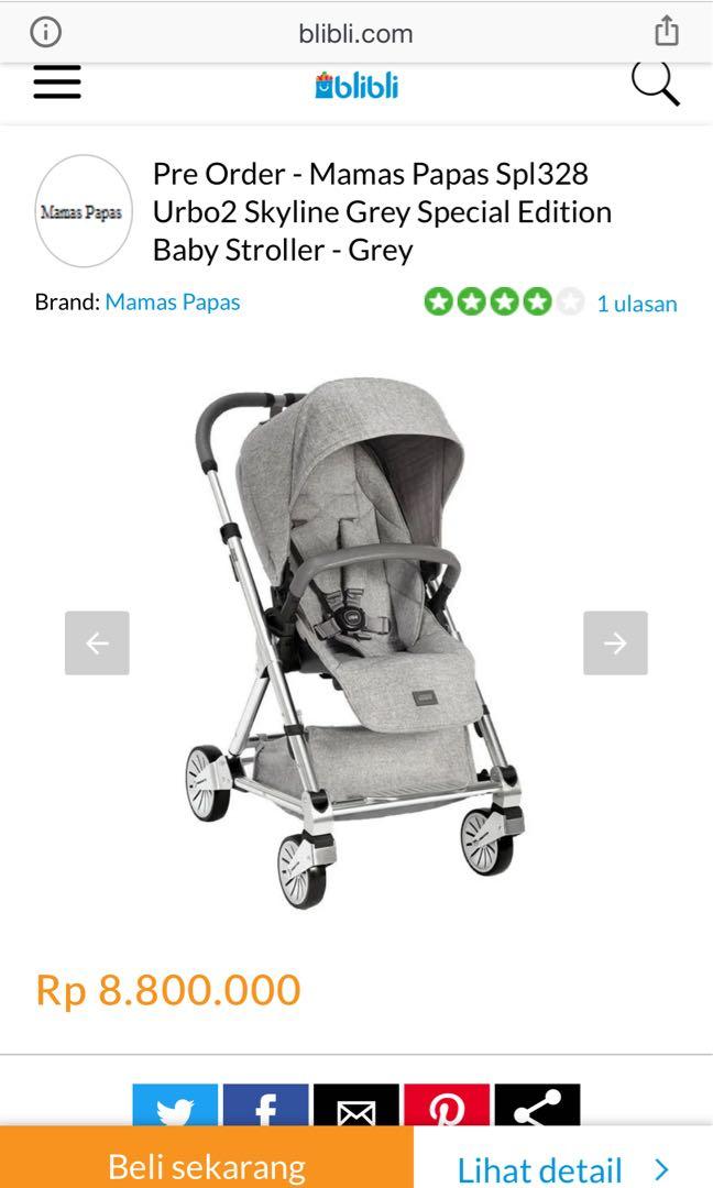 Mamas papas stroller urbo 2 skyline gray Bayi Anak Lainnya