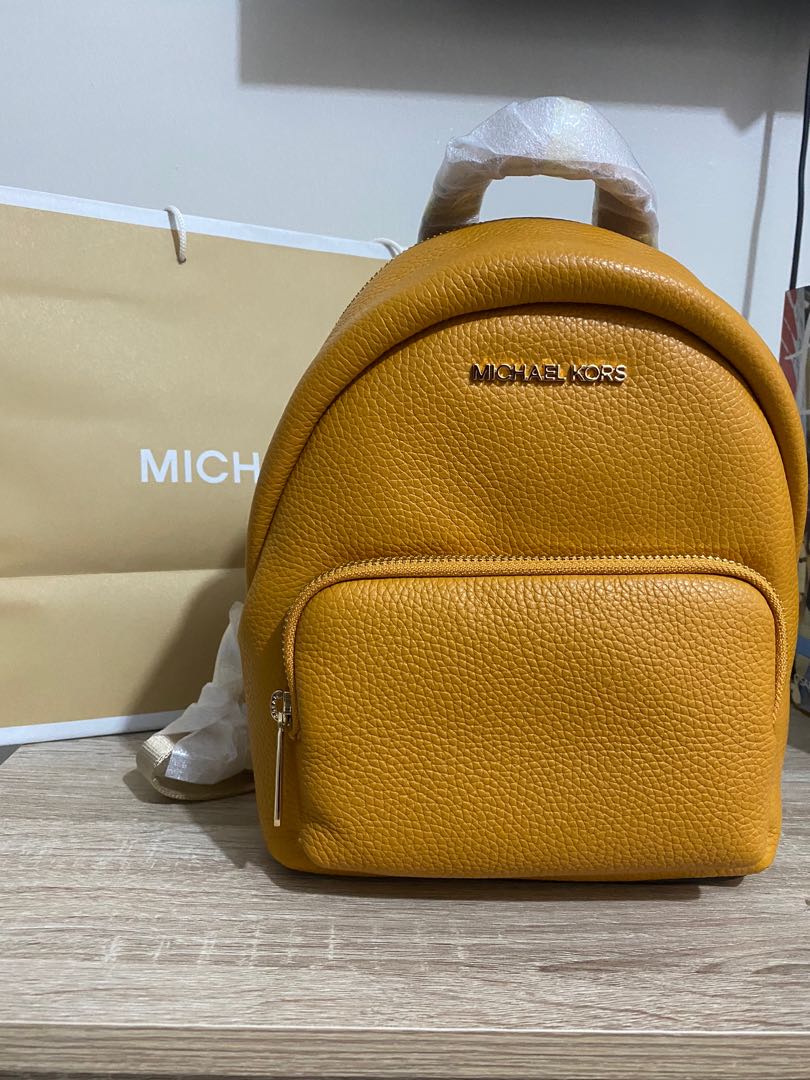 Michael Kors Erin Medium Abbey Backpack Marigold Yellow Pebbled Leather   Walmartcom