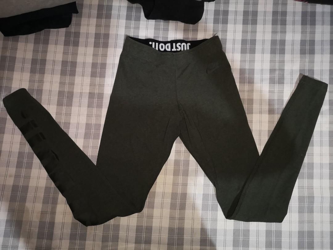 Nike just do it olive green high rise Leggings, Women's Fashion, Activewear  on Carousell