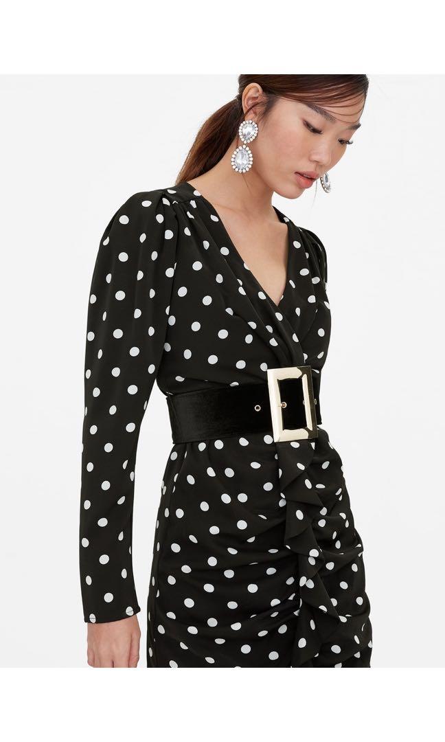 polka dot belted dress