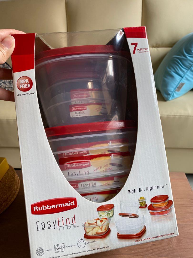 RUBBERMAID EASY FIND LIDS FOOD STORAGE SET (7 PC) in red, Furniture
