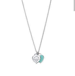 Tiffany Blue Double Heart Tag Necklace