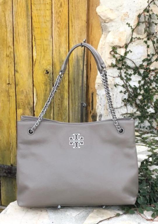 Tory Burch Britten Gray Tote Bag, Luxury, Bags & Wallets on Carousell