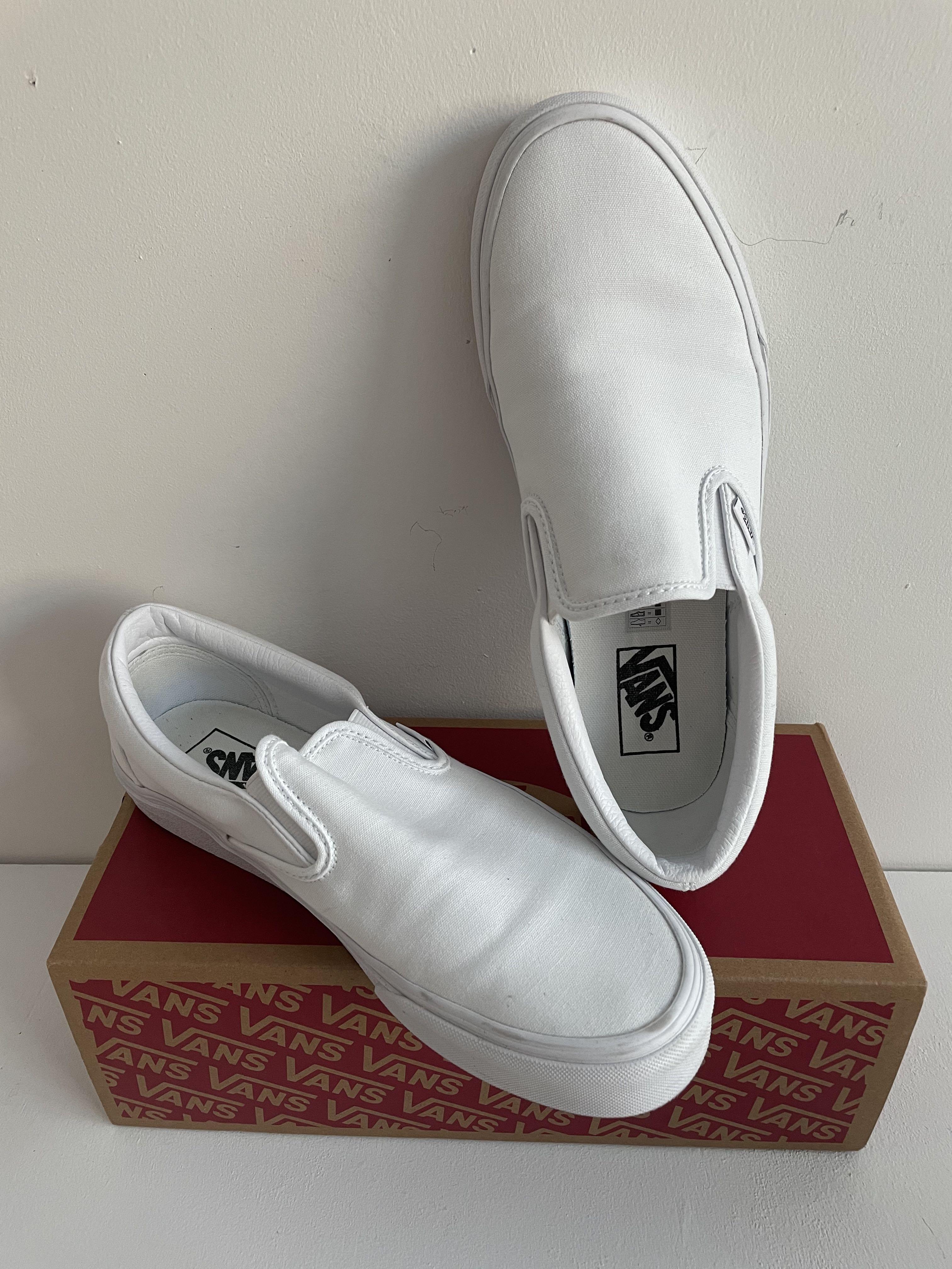 Vans Classic Slip On White, Luxury, Sneakers u0026 Footwear on Carousell