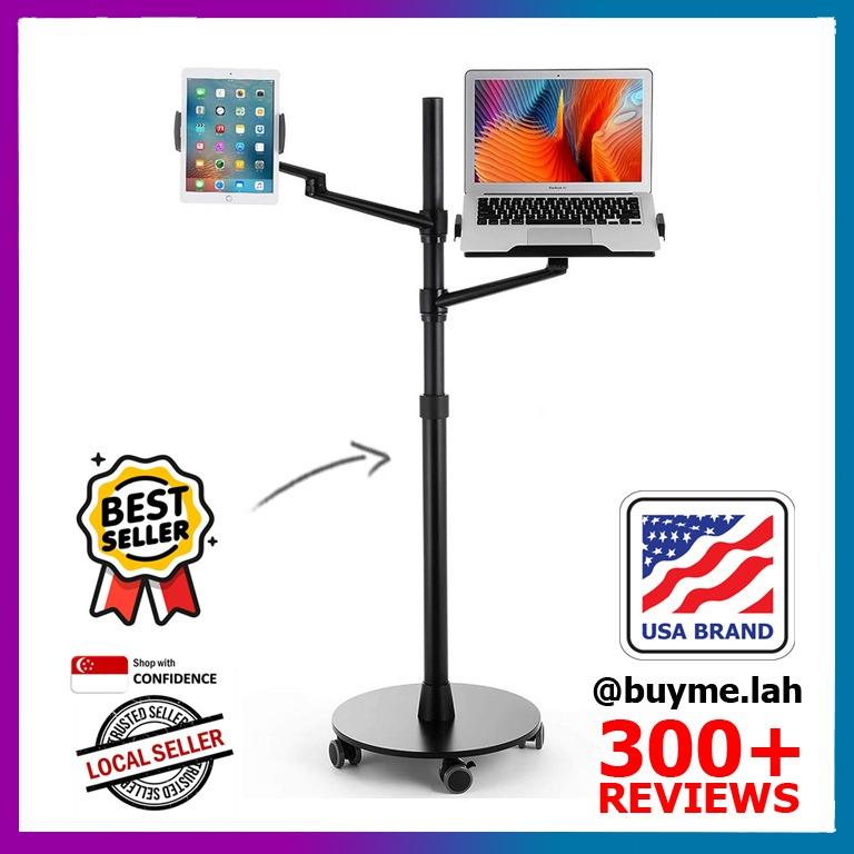 viozon usa tablet and laptop floor stand 2 in 1 rolling adjustable dual arm applicable to3 5 6 7inch phone and 7 13 tablet compatible with ipad