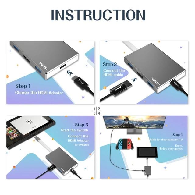 Wofalo Type C To HDMI Adapter For Samsung Galaxy S9 S9 Plus S8 Plus Note 8 Nintendo Switch MacBook Pro Type C To HDMI Convert no box Computers Tech Parts Accessories Cables Adaptors on