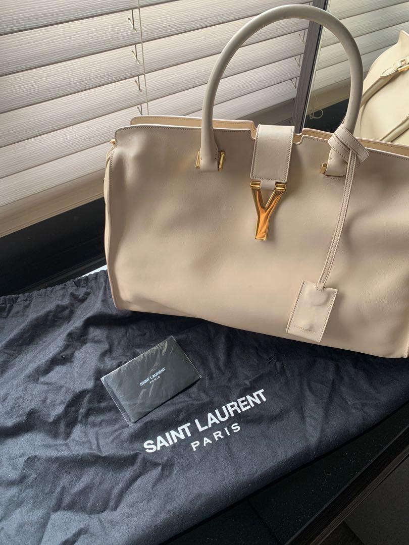 YSL Saint Laurent Classic Small Y Cabas Bag Nude Powder