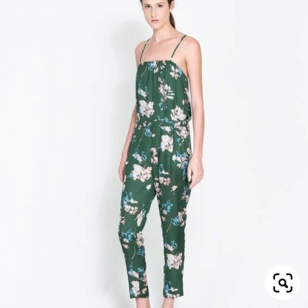 Green floral jumpsuit zara clearance