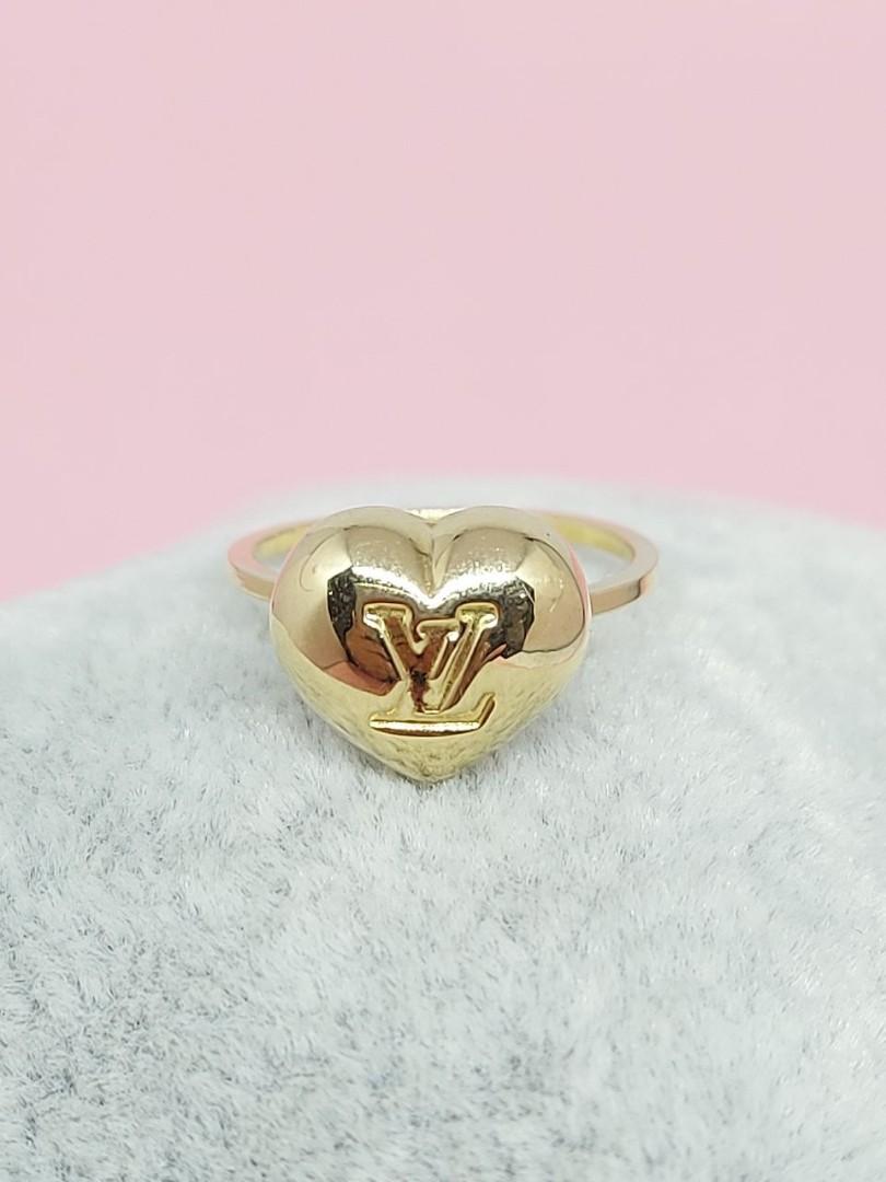 18k Gold LV Heart Ring Size 5 only, Women's Fashion, Jewelry