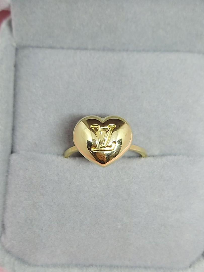 18k Gold LV Heart Ring Size 5 only, Women's Fashion, Jewelry
