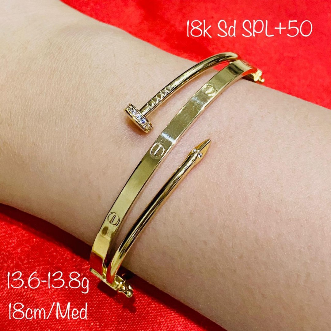 18K Saudi Gold Cartier Nail Bangle Women s Fashion Jewelry Organizers Bracelets on Carousell