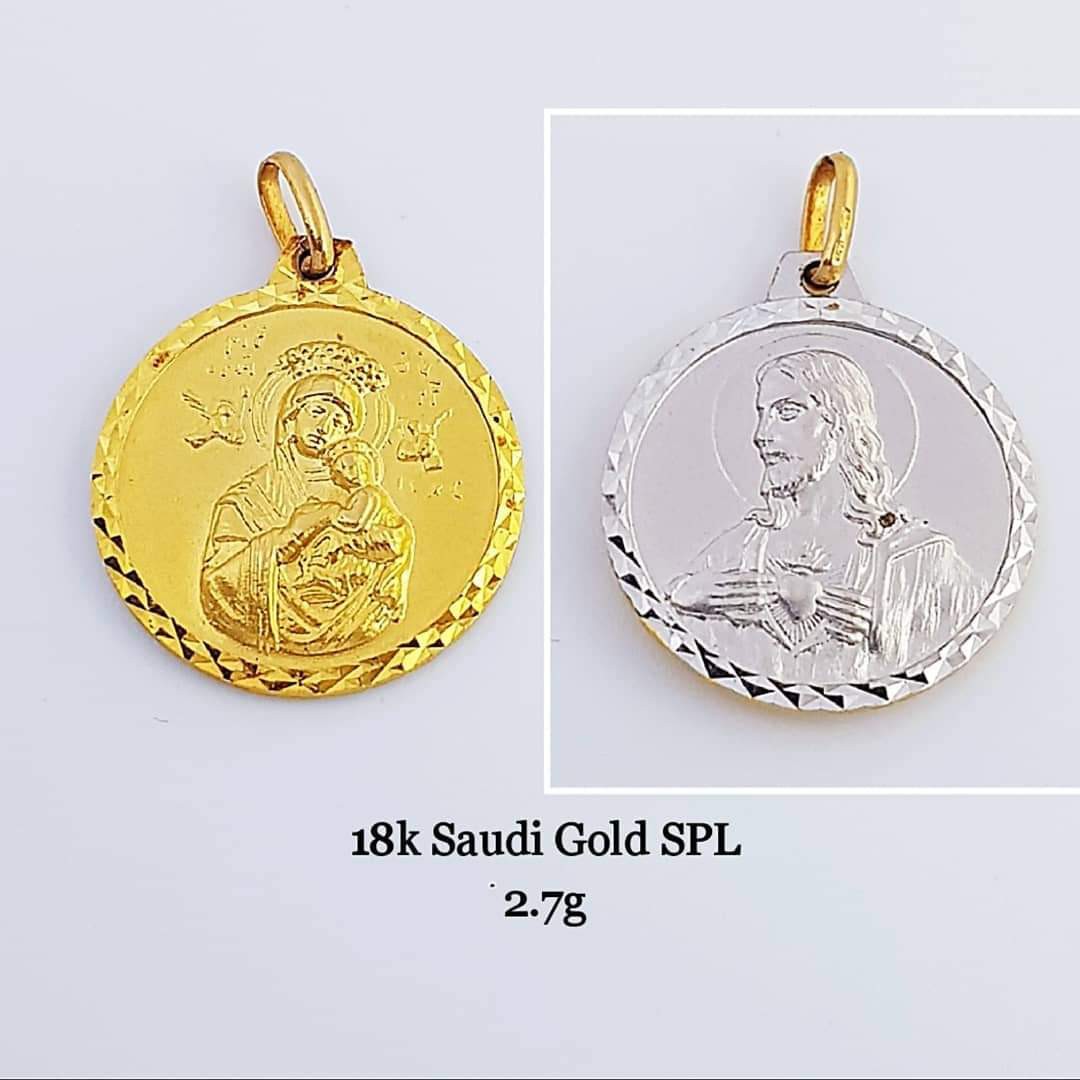 18K Saudi White Gold Mama Mary \u0026 Papa 