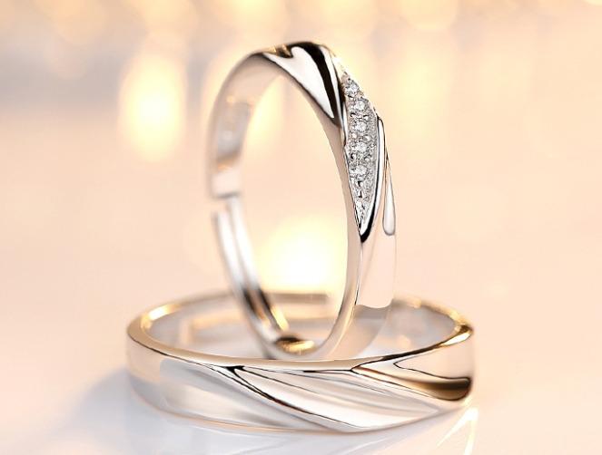 925 Pure Sterling Silver Love Couple Rings wedding ring set