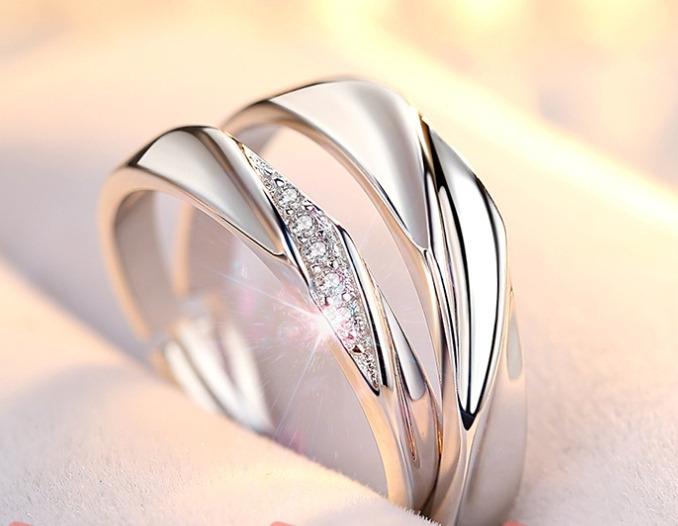 925 Pure Sterling Silver Love Couple Rings wedding ring set