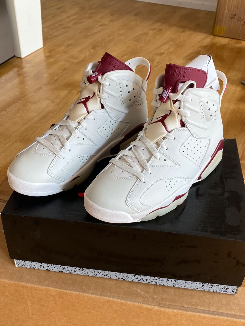 white and maroon jordans