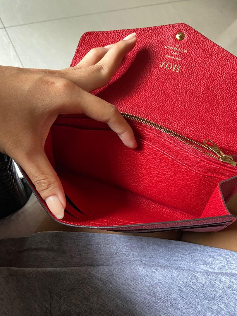 Authentic Louis Vuitton Empreinte Red Sarah Wallet Personalisation